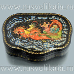 Лаковая миниатюра шкатулка "Тройка. Зима" Палех