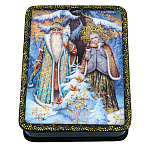 0076185 Шкатулка с хзудожественной росписью  "НОВОГОДНЯЯ" 13*10*3см