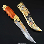-ДАМАСК чер. Златоуст Оружие сувенирное НОЖ "Волк" литье в П/У