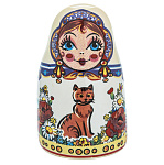 0074426/2,5*3см Керамика НАПЕРСТОК-матрешка "ПРОМЫСЛЫ РОССИИ" кот