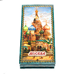 Шкатулка-купюрница из папье-маше с принтом "Москва. Храм Василия Блаженного"
