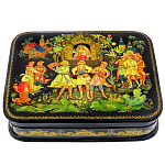0050529/15*12см  Лаковая миниатюра Палех ШКАТУЛКА "Песняры" Волков  П/У