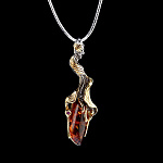 823903/6,50гг сред. вес  Серебро 925* ПОДВЕСКА  вст.Янтарь 