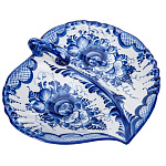 0072890 ГЖЕЛЬ Менажница ЛИСТ  в коб 25*21*10 СМ