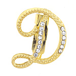 0071365/ДББКД516894  Бижутерия БРОШЬ БУКВА"Д" золотая