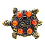0045406/1833.4 Брошь Черепаха Инь-Янь (коньячный)