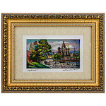 0036557/29*20см КАРТИНА Перламутровая "СТАРАЯ МОСКВА.ЛЕТО" в раме, паспарту 29*20см