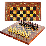 0048017 СУПЕР ЦЕНА!Шахматная доска /фигуры "Готика" 56*56см Янтарь Индийская яблоня