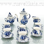 0028020/коб Гжель Сервиз КОФЕЙНЫЙ "Тюльпан"  (СТС)