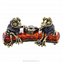 Статуэтка с янтарем "Лягушки на пне" (коньячный), фотография 1. Интернет-магазин ЛАВКА ПОДАРКОВ