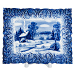  Гжель Тарелка сувенирная настенная ЗИМА 18*14 см