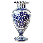 /зол Гжель Ваза "Юбилейная" в золоте 46см Авт. Алехин С.С.