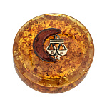 0080892-НП Янтарь ШКАТУЛКА КРУГЛАЯ "Весы" 10,5*10,5*5,5см