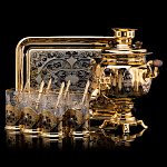 0055759/6964 Златоуст НАБОР:Самовар3л+Блюдо овал, 6 подстаканников+6ложек СПЕЦ-ЦЕНА