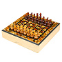 Шахматный ларец с инкрустацией и фигурами из янтаря 30х30 см, фотография 1. Интернет-магазин ЛАВКА ПОДАРКОВ