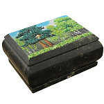 0017913 Нат.камень ШКАТУЛКА с рисунком Змеевик (2086)