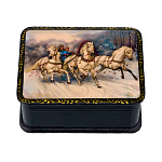 Шкатулка из папье-маше с принтом "Русская тройка"