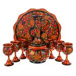 0070896  Хохлома Набор "ВИННЫЙ" 8пр. Графин+6рюмок+поднос