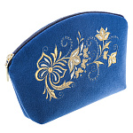 -2090000011944 Сумка тк.бархат Мод 258 Рис 2017 А разм 14*21*3 /тк.бархат т-синий /4.23.04/ з