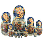 201132 Матрешка "ЗИМНИЕ ЗАБАВЫ", 10 мест 28 см 