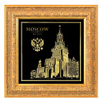 Панно сувенирное "Москва. Спасская башня". Сусальное золото 28 х 28 см