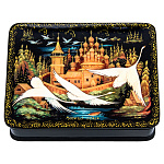 202545 ШКАТУЛКА с росписью "РУССКИЙ СЕВЕР" 13*10*3,5 см 