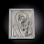  Иконка карманная, серебрение, камни."БМ Казанская"6*7см