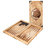 0048419/39*22см Кар.береза НАРДЫ МАЛЫЕ ДОРОЖНЫЕ "Медведь"с инкрустацией