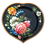 100585 Поднос с авторской росписью 17*16 см АА1954