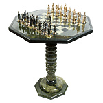 8400/ФР-СТОЛ  Нат камень ШАХМАТНЫЙ СТОЛ без фигур Змеевик (в упаковке)