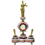 0042040/П Нат.камень  ЧАСЫ "Фемида" креноид мрамор  6992