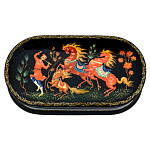 0065128-16*9см  Лаковая миниатюра Палех ШКАТУЛКА "КОНЕК-ГОРБУНОК" Марова