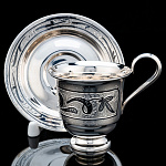 0055743 Серебро 875* ЧАЙНАЯ ПАРА  гравировка, чернение серебра 189,0 гр 189