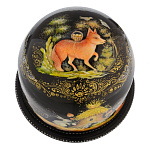 /лиса  лаковая миниатюра ШКАТУЛКА "Лиса" д/запонок 8*8*7см Авт.Краснов