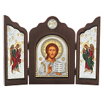 0052396/34*24см/5002599329 Икона Триптих5 "Спаситель"шелкогр/позолота/серебр/стразы