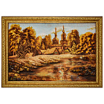 Картина янтарная "Пейзаж с часовней" 40х60 см
