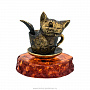 Статуэтка с янтарем "Котик в чашке", фотография 1. Интернет-магазин ЛАВКА ПОДАРКОВ