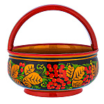 Конфетница-корзинка "Рябина". Хохлома