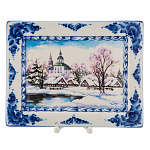 Плакетка "Пейзаж". Гжель в цвете