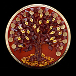 0055292-НП ПАННО "Деньги к деньгам" янтарное с монетами д=35