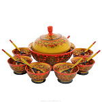 0021117 Хохлома Набор д/десерта "Сладкоежка" 14 пр. (зол/хохл) 64380000014