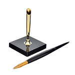  Нат.камень РУЧКА НА КРУГЛОЙ ПОДСТАВКЕ  010 003 Обсидиан