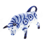 0024751 Гжель Скульптура "Бык-Цветочный" Авт. Черновы В. и Л. 