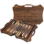 0065875/RTN-3Moscow.M Нарды резные "МОСКВА"  из массива мореного дуба 24-36см