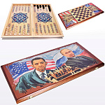 -60*30см  НАРДЫ подарочные "ПУТИН & ОБАМА " (228b)