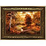 0074185 НП-78*58 см Картина янтарная "ОСЕННИЙ ЛЕС"  полотно 40*30