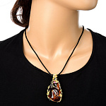 7230531/фианит/сред. вес 12-13гг  Серебро 925* ПОДВЕСКА вст.Янтарь фианит  р/п