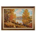 Картина янтарная "Озеро в лесу" 60х40 см