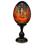 Деревянное пасхальное яйцо на подставке "Москва. Храм Василия Блаженного"