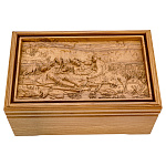 0065413-RTR-406.L Лото в резной шкатулке из ясеня "ОХОТНИКИ НА ПРИВАЛЕ" 